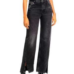 Free People Rockin Black Slit Front Jeans